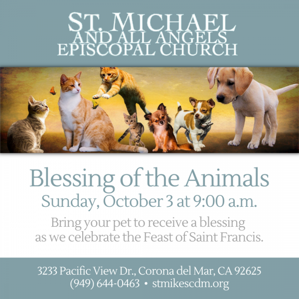 Blessing of the Animals: Sunday, October 9, 9:00 AM